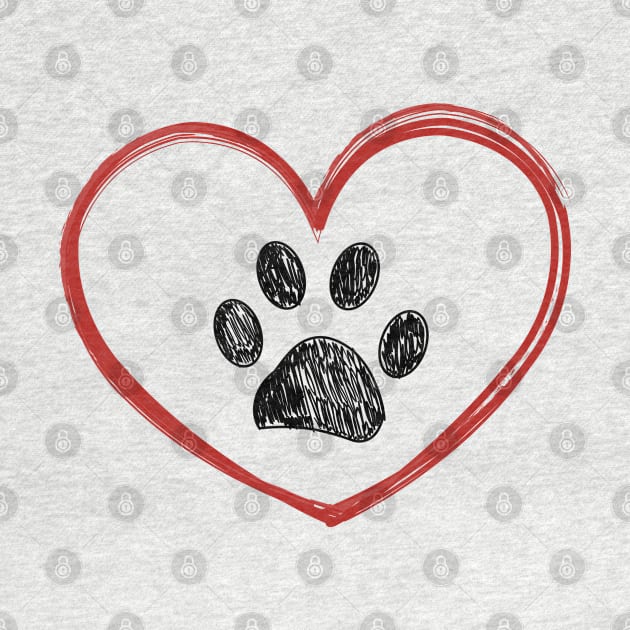 Heart with paw print. Happy Valentine's day design by GULSENGUNEL